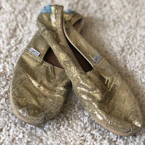 Women’s Toms Gold Glitter Sparkly Shoes Sz 9